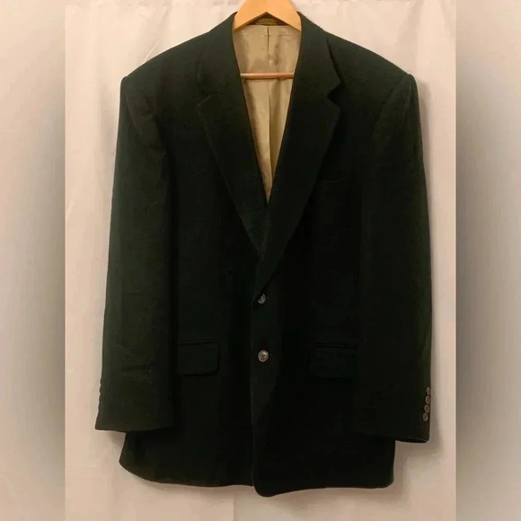 Men’s Options By Stafford Camel Hair Sports Coat Dark Green Size 46R EUC - Picture 1 of 9